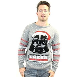 Numskull Uniseks officiële Star Wars Darth Vader gebreide kersttrui voor mannen of vrouwen - lelijk nieuw sweatshirt cadeau, Grijs, XS