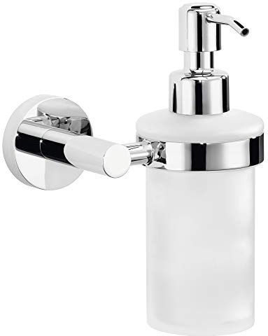 tesa® Exxcellent zeepdispenser, zelfklevend, verchroomd, chique ontwerp, 106 mm x 117 mm x 171 mm