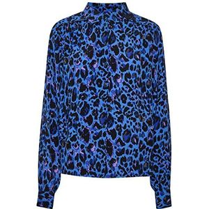 Part Two VernaPW SH Regular Fit shirt met lange mouwen, blauw, luipaardprint, 48 vrouwen, blauwe muts leo print, 46