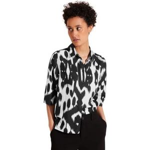 Street One Office_ls_Printed Buttoned Shi Shirt voor dames, zwart, 40