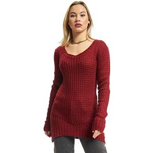 Urban Classics Dames Dames Long Wideneck Sweater, rood (bordeaux 606), XS