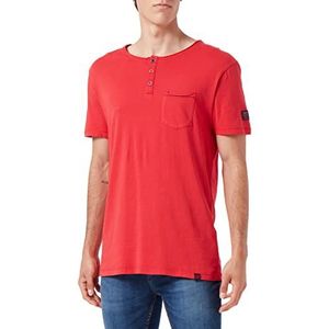 Timezone Heren Washed Henley T-shirt, Timezone Rood, L