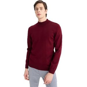 DeFacto Herentrui, stijlvolle coltrui, gebreide jassen en gebreide jassen voor heren, truien en vesten voor iedereen, bordeaux, XL