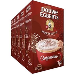 Douwe Egberts Oploskoffie Verwenkoffie Cappuccino (50 Sachets - Instant Koffie) - 5 x 10 Zakjes