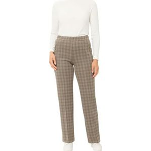 Raphaela by Brax Peggy Flared Modern Check Jersey broek voor dames, grijs/camel, 32W x 30L