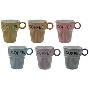 Excelsa Vintage Cups Set van 6 keramiek veelkleurig