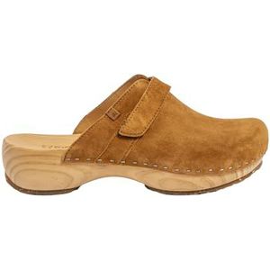 Sandalen - Houten - Leer - Klittenbandsluiting - Plat