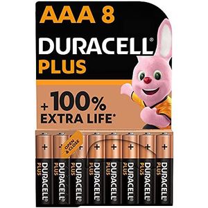 Duracell Plus AAA-batterijen (8 stuks) - 1,5V-alkaline batterijen - Tot 100% extra levensduur -Betrouwbaar voor dagelijks gebruikte apparaten - 0% plastic verpakking - 10 jaar te bewaren - LR03 MN2400