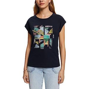 ESPRIT T-shirt met print, 100% katoen, Donkerblauw, XS