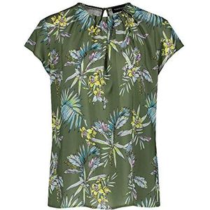 Taifun Blouseshirt voor dames, met allover-print, figuurcorrigerende blouseshirts, blouse, Botanisch groen patroon, 34