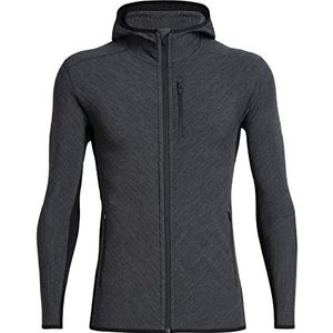 Icebreaker Merino Men's Descender Long Sleeve Full Zip Hoodie, X-Large, Jet Heather/Black