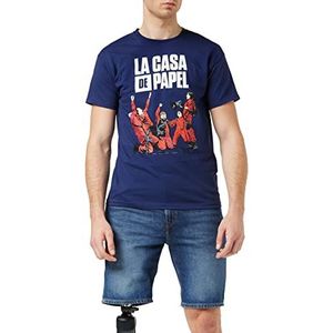 La Casa De Papel Money Heist Celebrating T-shirt, Volwassenen, S-2XL, Marine, Officiële Koopwaar