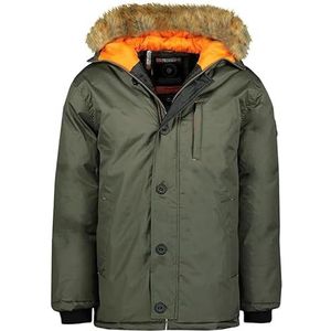 Geographical Norway Darwin Heren Parka, lang, warm, herfst, winter, waterdichte jas, waterafstotend, bontjas, outdoor, winddichte jas, heren (kaki, XL), Kaki, XL