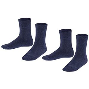ESPRIT Uniseks-kind Sokken Foot Logo 2-Pack K SO Katoen Eenkleurig Multipack 2 Paar, Blauw (Navy Blue Melange 6490), 35-38