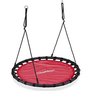 Relaxdays nestschommel - Ø 120 cm - verstelbaar - buiten - tot 100 kg - rood