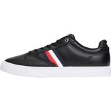 Tommy Hilfiger - Zwarte Leren Heren Sneaker - Stijlvol Comfort