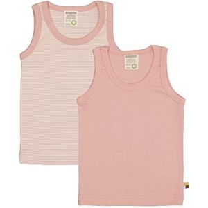 loud + proud Meisjes-onderhemd met fijne ribben, biologisch katoen en GOTS-gecertificeerd, roze (powder), 122/128 cm