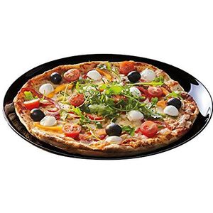 Luminarc Serveerbord Pizza Friends Time zwart 32 cm, glas, 32x32x2 cm