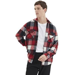 Trendyol Mannen man plus grootte normale standaard kraag geweven shirt, rood, L, Rood, L grote maten