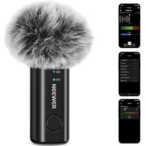 NEEWER KM23B Draadloze Lavalier Microfoon Zender, App Controle voor iPhone Android Telefoon, Ruisonderdrukking 8 uur Batterij Magnetische Mini Clip Op Revers Lav Mic voor Video Opname Streaming