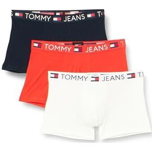 Tommy Jeans Heren 3P Trunk Wb-Diff Body Hot Heat/Whte/Drk Ngh Nvy M, Hete hitte/Wit/Drk Ngh Nvy, M