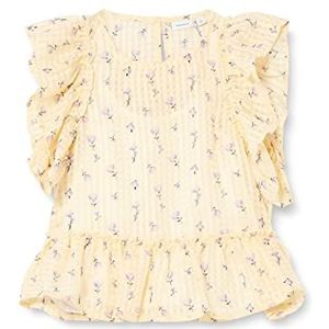 NAME IT Nkfhinage Ss Top T-shirt voor meisjes, Double Cream, 122/128 cm