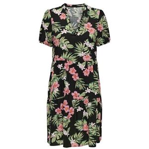 ONLY Dames Onlnova Life Vis S/S Thea Dress AOP zomerjurk, zwart, S