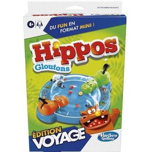 Hippo Hap-reisspel, eenvoudig mee te nemen, spel voor 2 spelers, reisspel voor kinderen, met 2 happende hippo's - Franse versie