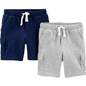 Simple Joys by Carter's Gebreide korte broek voor kleine jongens, set van 2, marineblauw/grijs, 5T