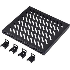 GeeekPi Robuuste 0,5U serverplank voor DeskPi RackMate T1/T0 server rack en 10 inch server rack of netwerkkast, geperforeerd ontwerp, draagvermogen 25 kg, zwart