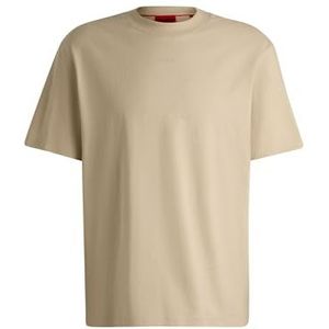 HUGO Heren Dapolino casual katoenen T-shirt met logo-print, Beige, XS