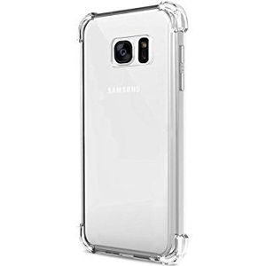 Beschermhoes compatibel met Samsung Galaxy S6 Edge, schokbestendig, siliconen, transparant, met versterkte randen