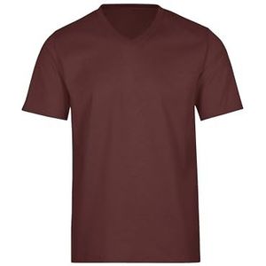 Trigema Heren T-shirt met V-hals, katoen, effen - 637203, bruin (kastanje), L