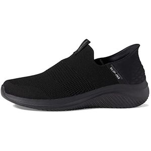 Skechers Ultra Flex 3.0 Smooth Step Sneaker voor heren, Zwarte gebreide rand, 43 EU