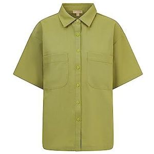 BALOU Dames Katoen Linnen Oversized Shirt Lime, Kalk, 34