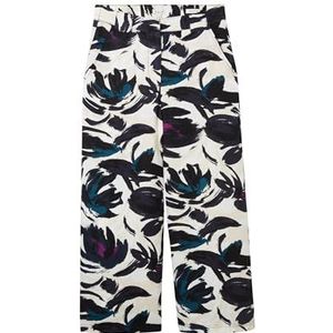 TOM TAILOR Dames linnen culotte broek, 35285 - Dark Blue Floral Design, 34W / 28L