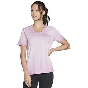 Skechers Dames Diamond WASH Hatha Vneck Pocket TEE T-Shirt, Hyacint Violet, Klein