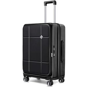 Anysea Handbagage, koffer, trolley, reiskoffer: harde schaal, rolkoffer, opening voorzijde, uitbreidbaar, 100% PC-materiaal met TSA-slot, 360 graden demping, spinner-wielen, 65 cm, 65 l, zwart, L,