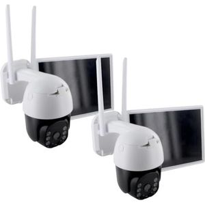 2x Draadloze buiten WiFi draaiende koepelcamera met zonnepaneel