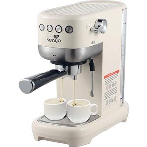 Senya Tasty Coffee Crème koffiezetapparaat 20 bar, espresso- en cappuccino-koffiezetapparaat 1300 W, thermoblock, melkopschuimer, automatische uitschakeling, SYBF-CM006C