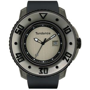 Tendence G-52 Unisex Quartz horloge met grijze wijzerplaat analoog display en grijze kunststof of PU band 2103001, Grijs/Grijs, Riem