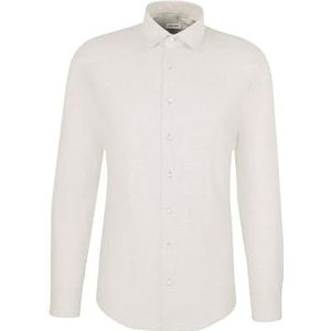 Seidensticker Flanellen herenhemd - slim fit - gemakkelijk te strijken - Kent kraag - lange mouwen - 100% katoen, grijs, 37