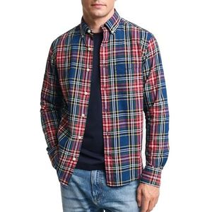 REG Indigo geruit shirt, blauw, S