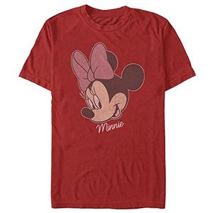 Disney Classics Mickey Classic - Minnie Big Face Distressed Unisex Crew neck T-Shirt Red XL