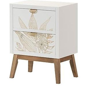 Adda Home Nachtkastje, sparren/grenen/MDF, natuur/wit/goud, 45 x 30 x 60 cm