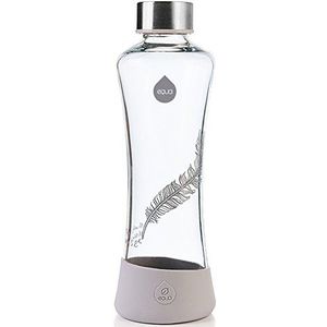 EQUA Glazen fles Feather 0,55 l - drinkfles van borosilicaatglas 550 ml - designerfles voor onderweg - sportfles