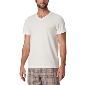 Schiesser Heren slaapshirt korte mouwen V-hals-mix + Relax pyjamatop, Off-White_181185, 48, Off-white_181185, 48