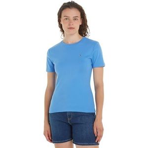 Tommy Hilfiger Dames nieuwe slanke Cody C-Nk Ss S/S gebreide tops, blauw, S, Blauwe spreuk, S