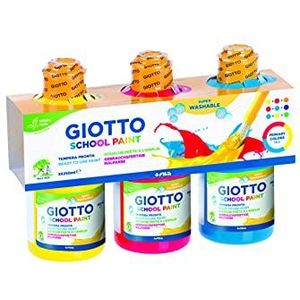 GIOTTO Schoolverf – set van 3 flessen met geprefabriceerde tempera, primaire kleuren