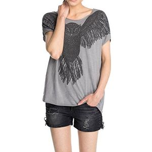 ESPRIT Dames T-shirt met dierenprint, met print, grijs (Pebble Grey 041), L